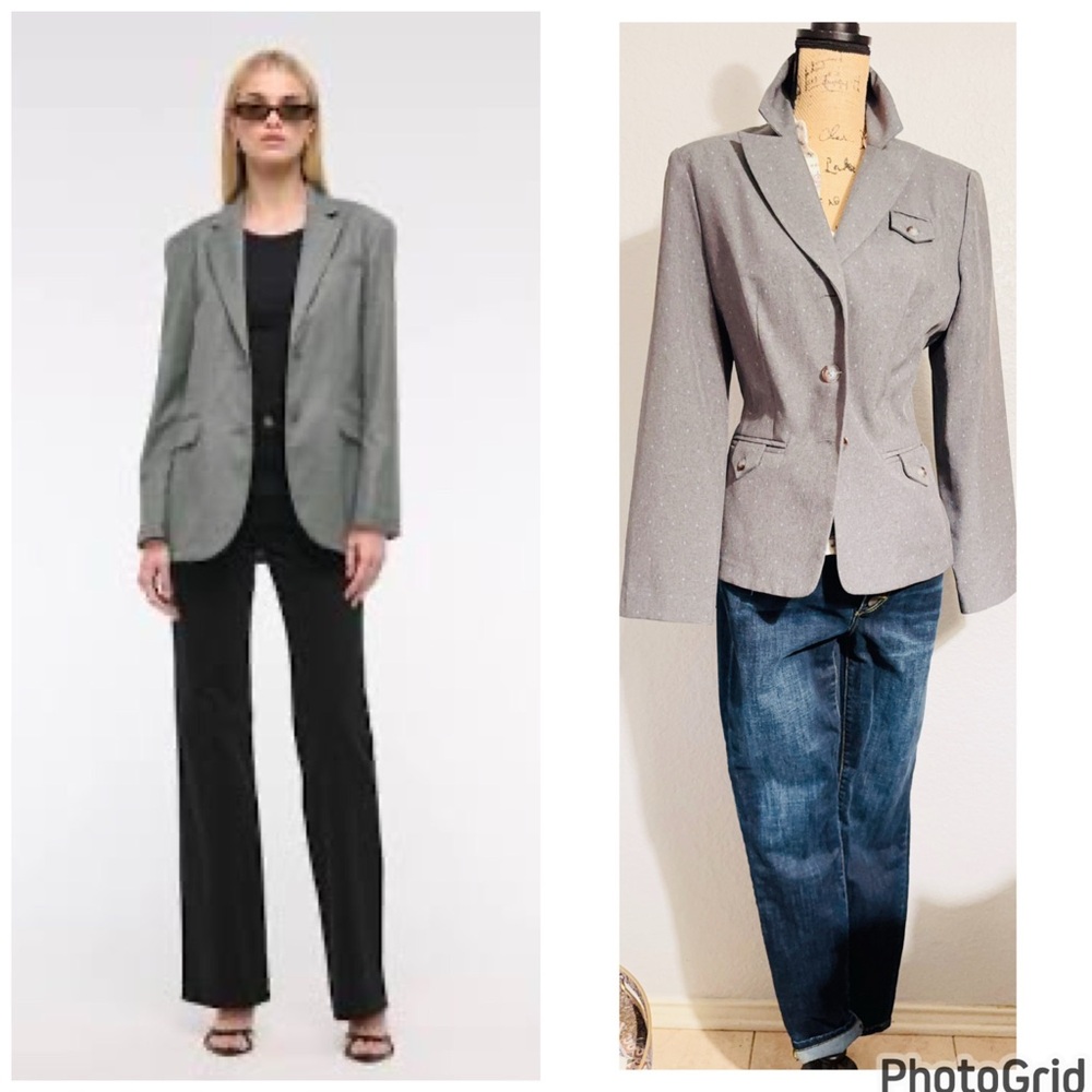 Gray Blazer with Button Details